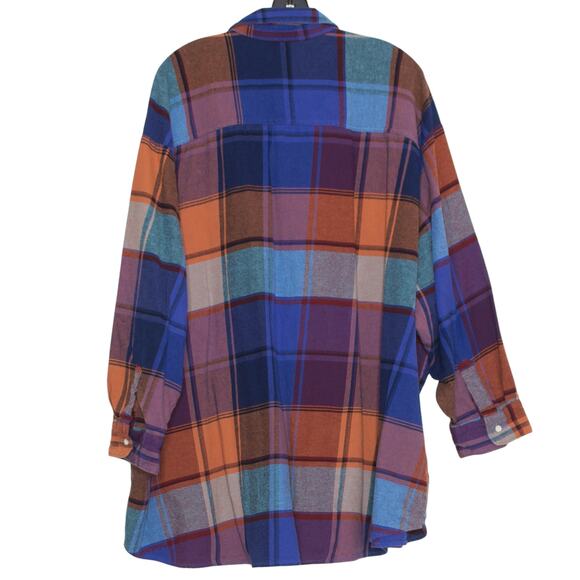Old Navy Top The Boyfriend Shirt 90s Grunge Casual Preppy Button Up Plaid 4X - Picture 2 of 7